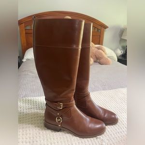 Michael Kors brown and gold tall boots